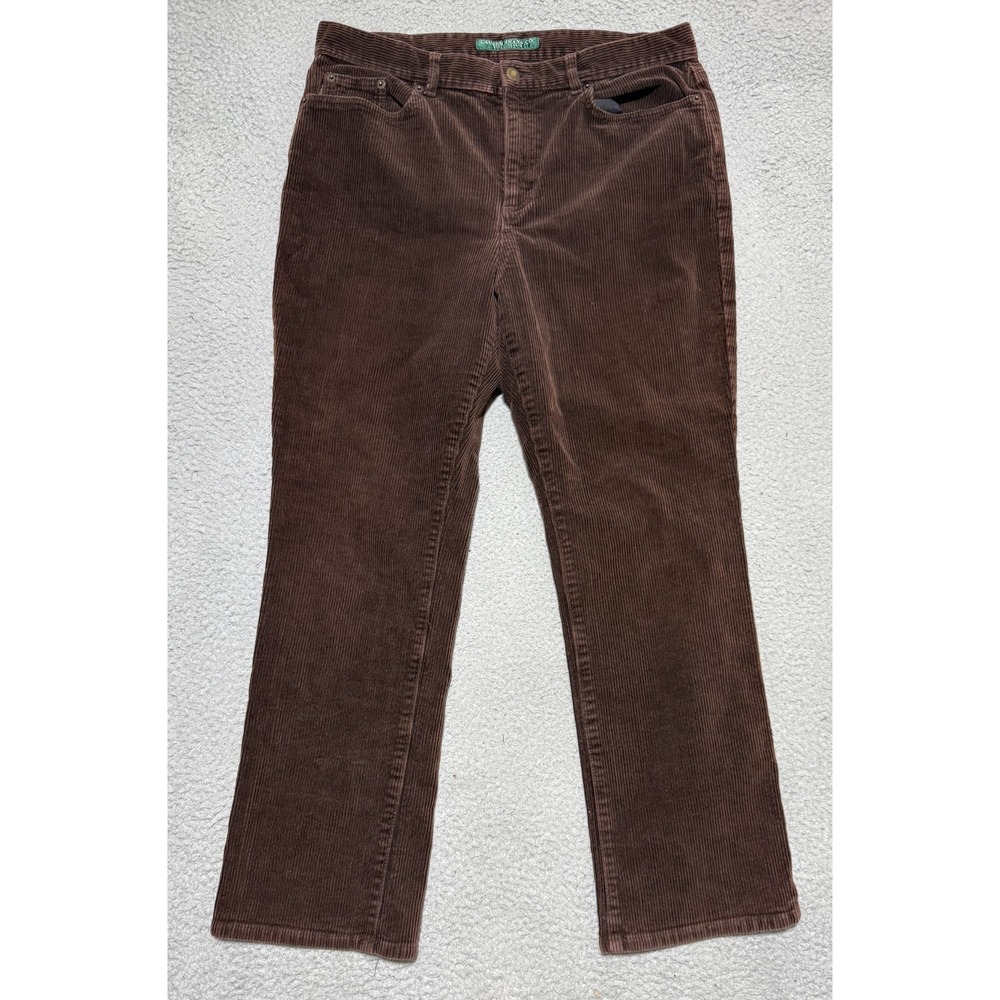 Lauren Jeans Company Ralph Lauren Women's Corduroy Pants Size 14P Dark Brown